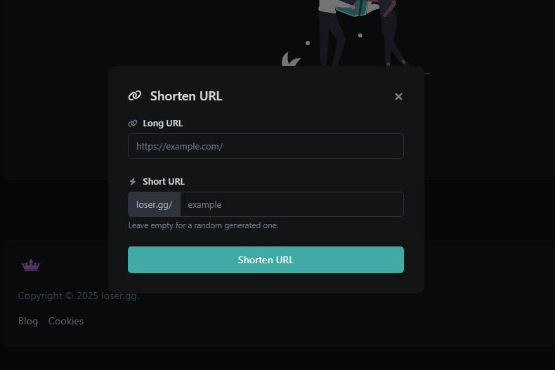 Screenshot of the app short URL editing page